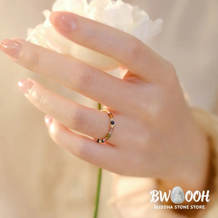 Buddha Stones Natural Tourmaline Positive Love Ring - BWOOOH - Ring