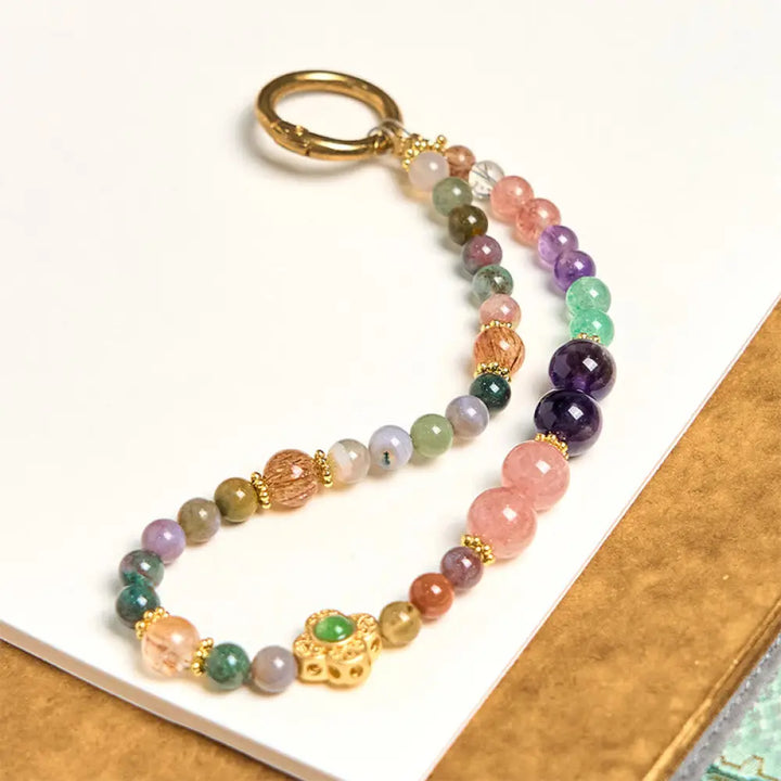 BWOOOH Natural Tourmaline Strawberry Quartz Amethyst Posi