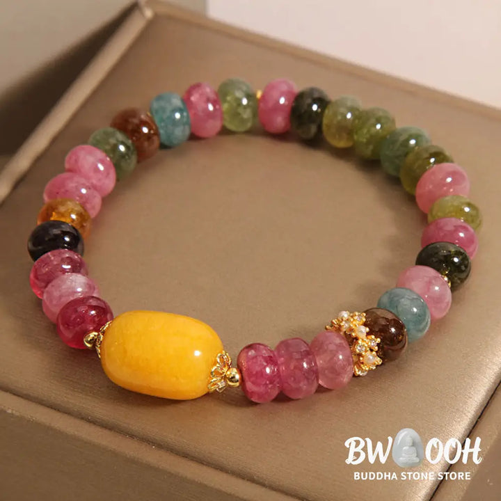 Buddha Stones Natural Tourmaline Topaz Positive Bracelet - BWOOOH - Tourmaline(Wrist Circumference: 15-17cm) - Bracelet