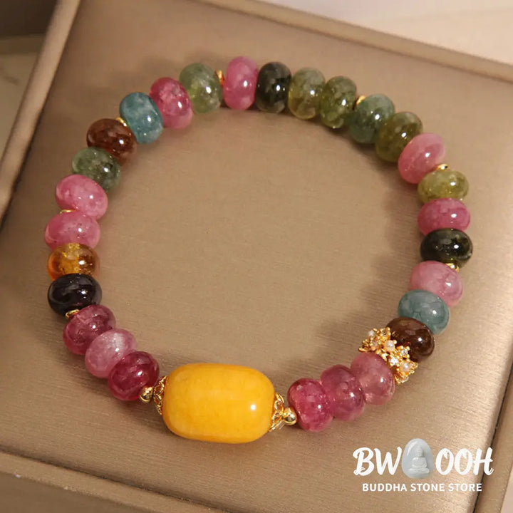 Buddha Stones Natural Tourmaline Topaz Positive Bracelet - BWOOOH - Tourmaline(Wrist Circumference: 15-17cm) - Bracelet