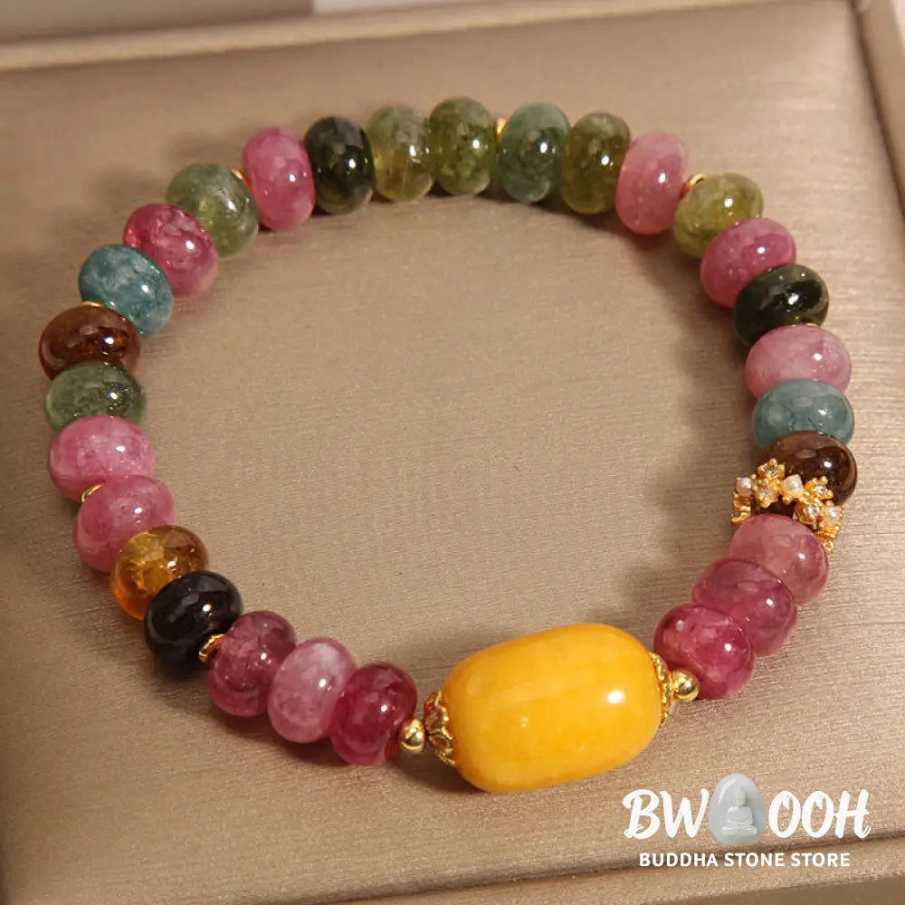 Buddha Stones Natural Tourmaline Topaz Positive Bracelet - BWOOOH - Tourmaline(Wrist Circumference: 15-17cm) - Bracelet