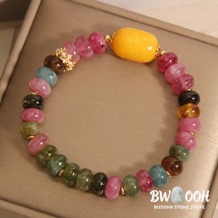 Buddha Stones Natural Tourmaline Topaz Positive Bracelet - BWOOOH - Tourmaline(Wrist Circumference: 15-17cm) - Bracelet