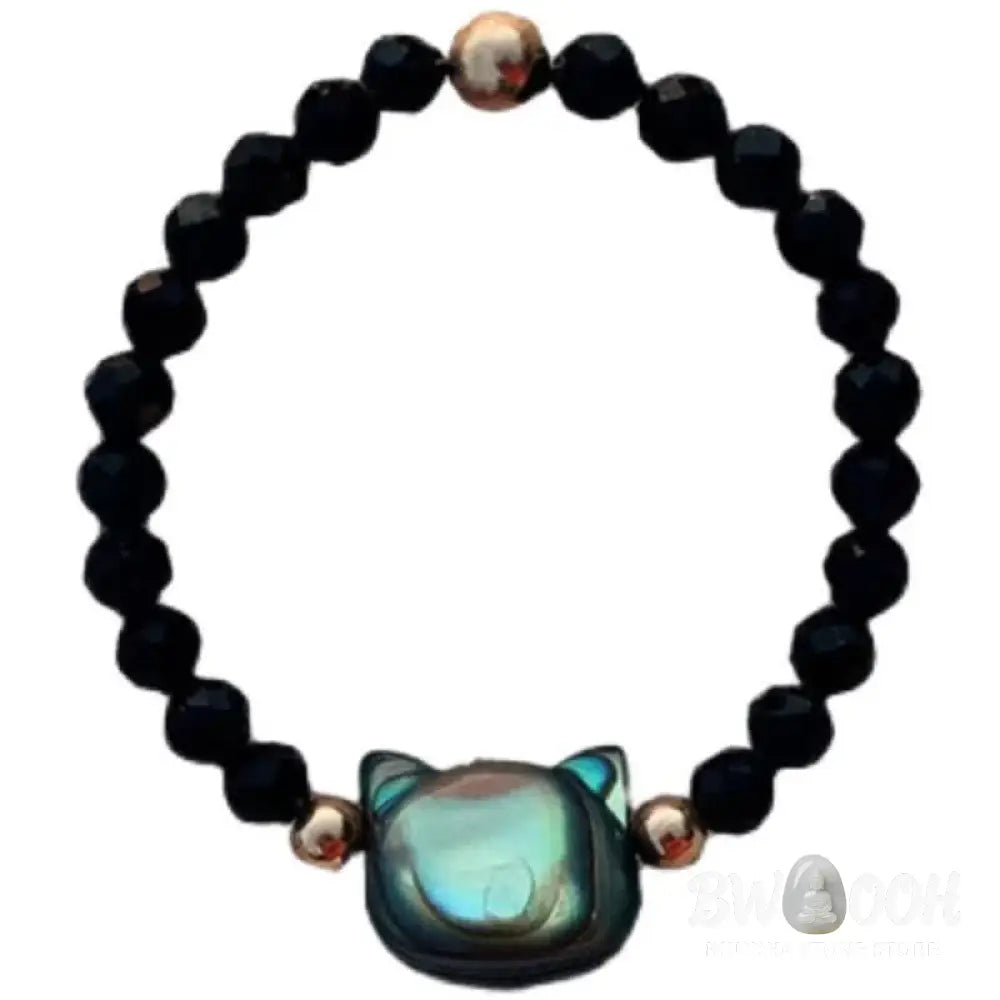 Buddha Stones Natural Tridacna Stone Lovely Cat 14K Gold Plated Blessing Ring - BWOOOH - Rings