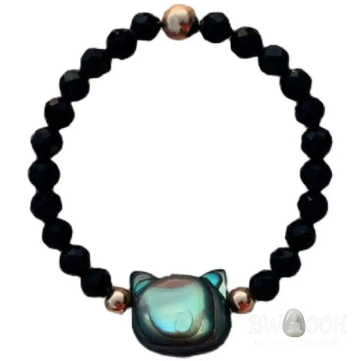 Buddha Stones Natural Tridacna Stone Lovely Cat 14K Gold Plated Blessing Ring - BWOOOH - Rings