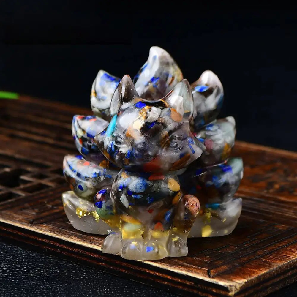 Buddha Stones Natural Various Crystal Strawberry Quartz Amethyst Nine Tailed Fox Protection Home Decoration - Colorful