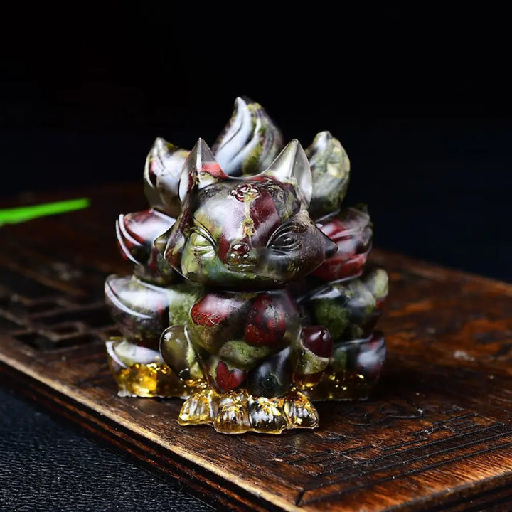 Buddha Stones Natural Various Crystal Strawberry Quartz Amethyst Nine Tailed Fox Protection Home Decoration - Dragon