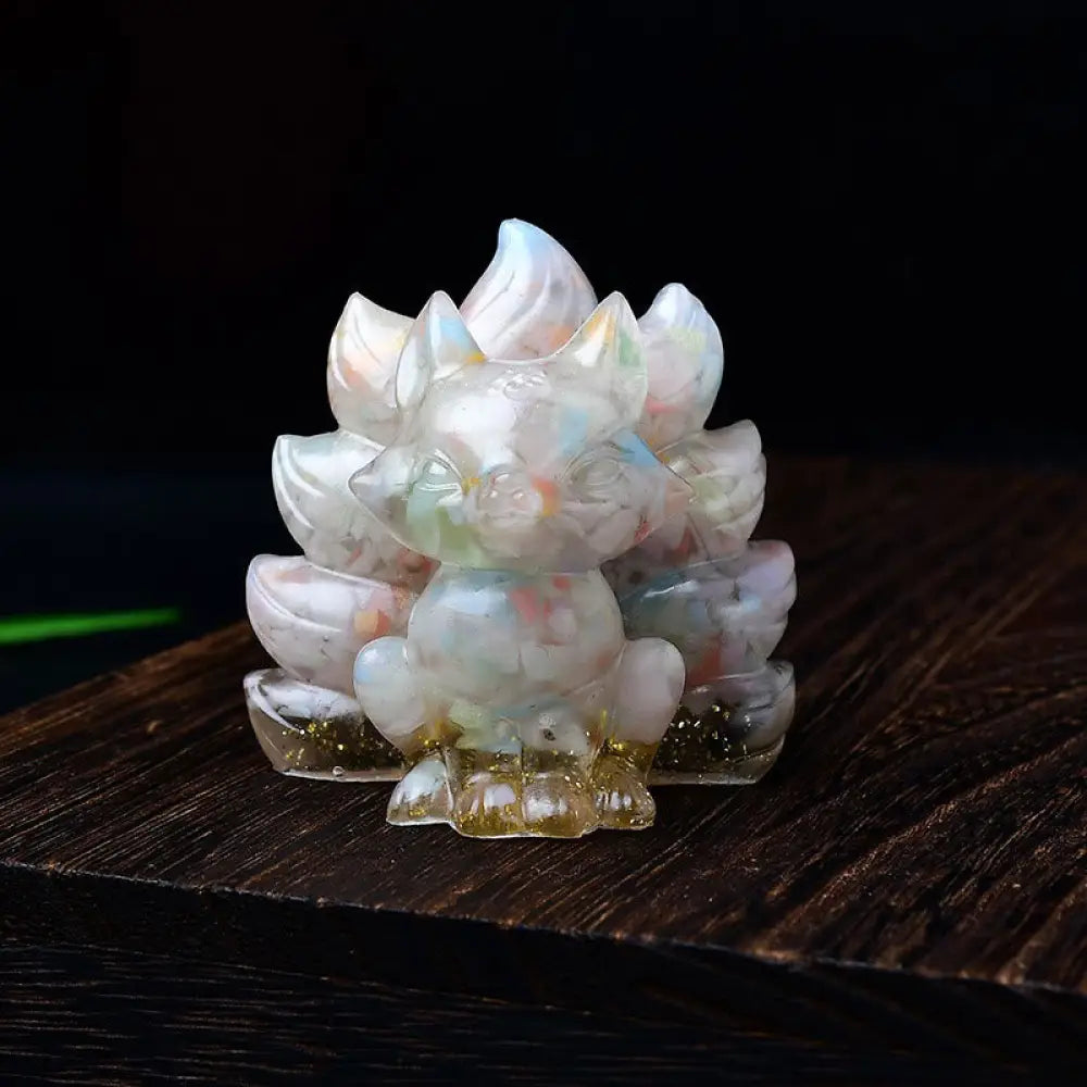 Buddha Stones Natural Various Crystal Strawberry Quartz Amethyst Nine Tailed Fox Protection Home Decoration - Pink