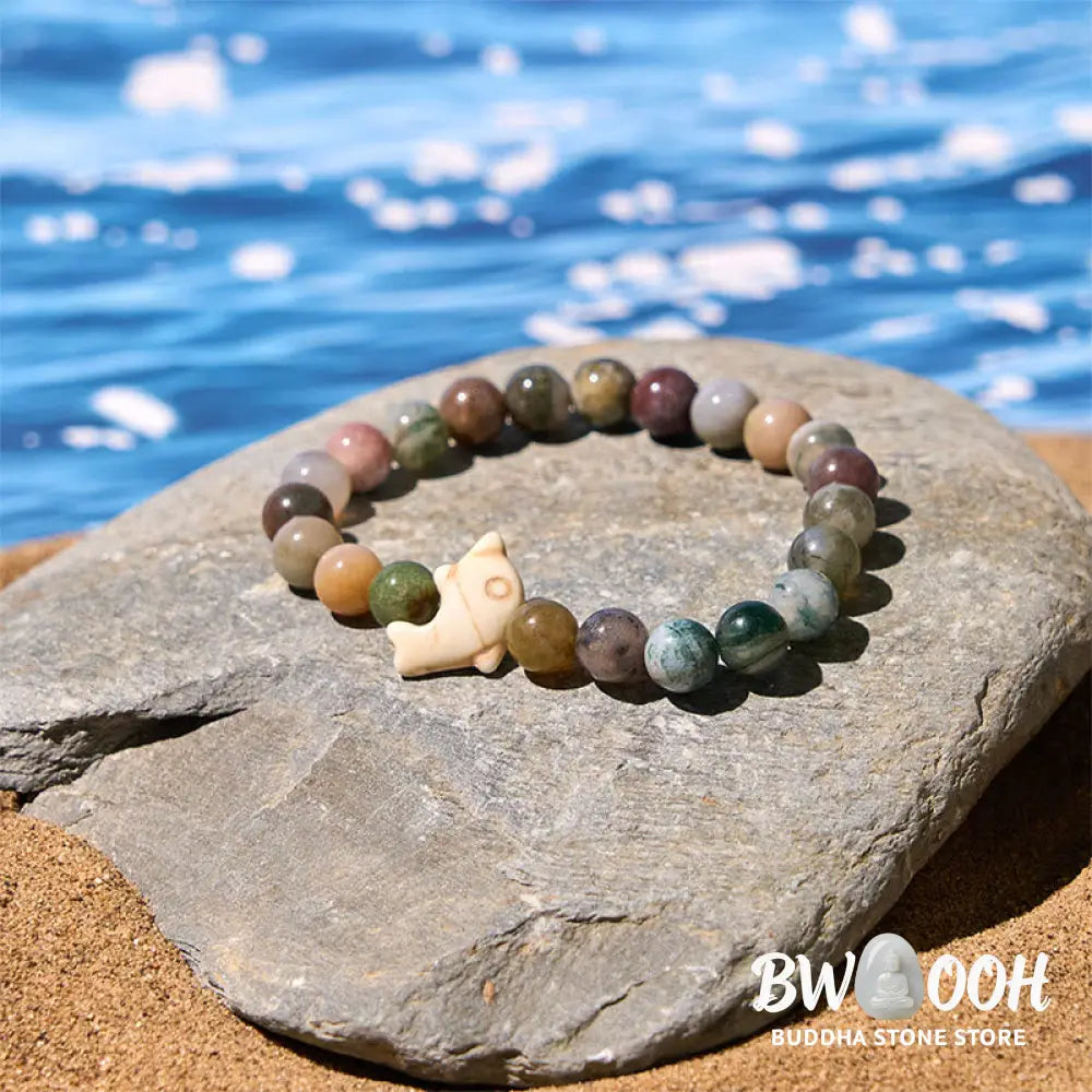 Buddha Stones Natural Various Stones Dolphin Spiritual Balance Bracelet - Bracelet