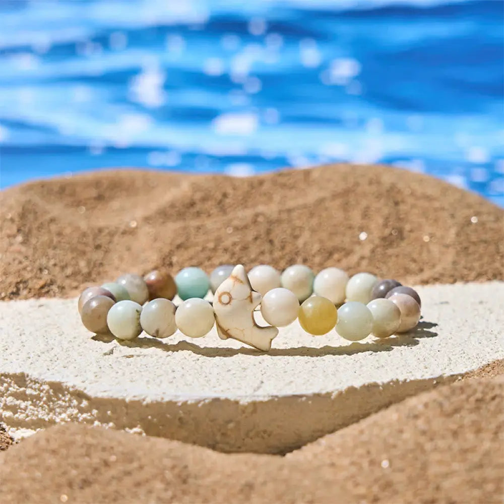 Buddha Stones Natural Various Stones Dolphin Spiritual Balance Bracelet - Amazonite(Wrist Circumference: 15-18cm)