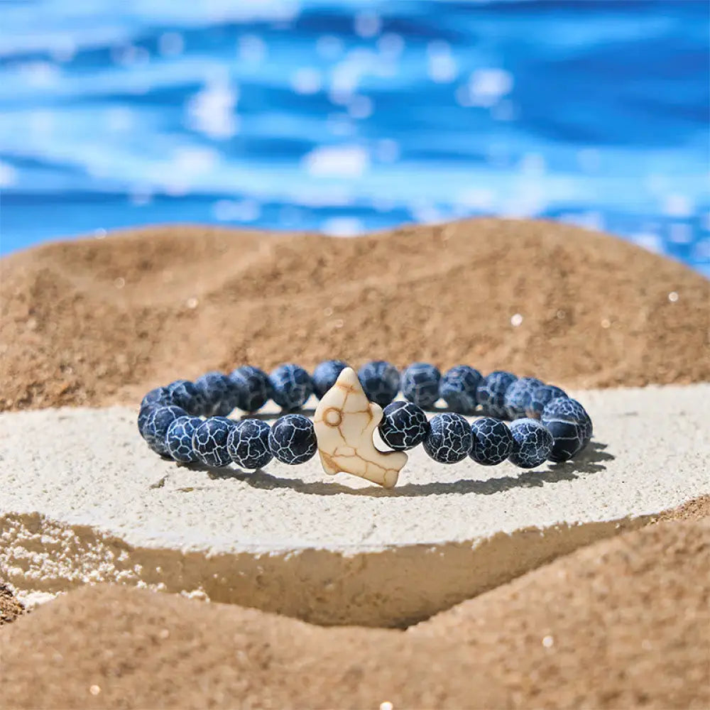 Buddha Stones Natural Various Stones Dolphin Spiritual Balance Bracelet - Crackle Agate(Wrist Circumference: 15-18cm)
