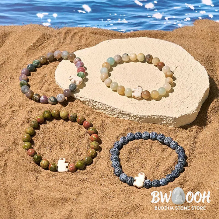 Buddha Stones Natural Various Stones Elephant Spiritual Strength Bracelet - Bracelet