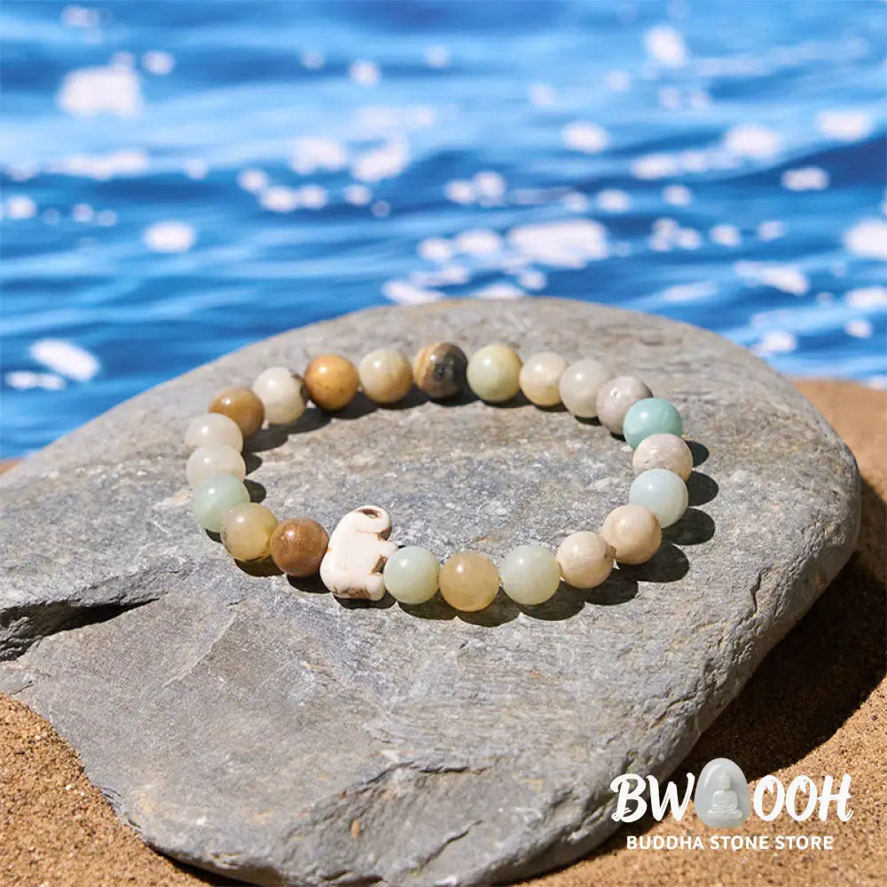 Buddha Stones Natural Various Stones Elephant Spiritual Strength Bracelet - Bracelet