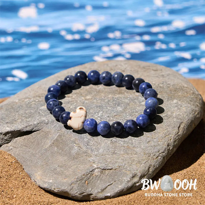 Buddha Stones Natural Various Stones Elephant Spiritual Strength Bracelet - Bracelet