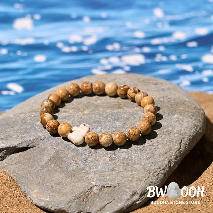 Buddha Stones Natural Various Stones Elephant Spiritual Strength Bracelet - Bracelet