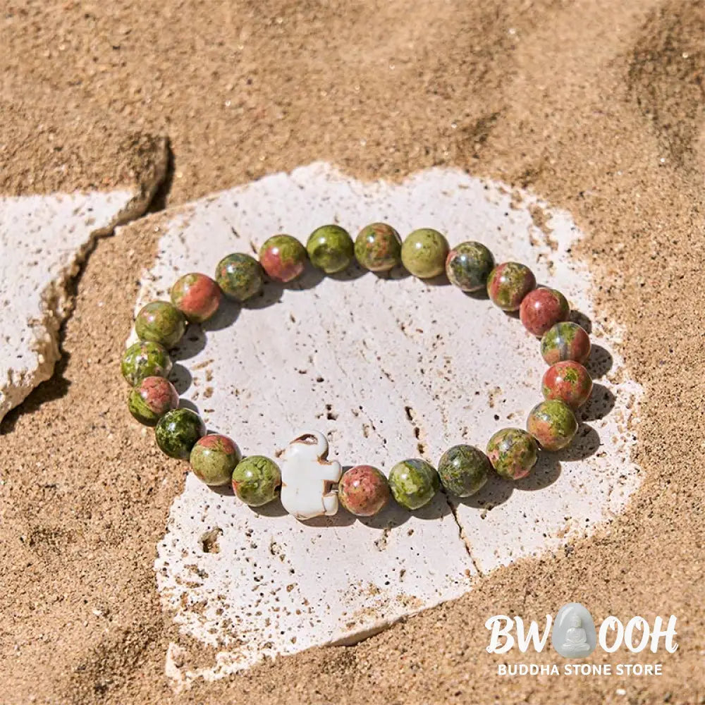 Buddha Stones Natural Various Stones Elephant Spiritual Strength Bracelet - Bracelet