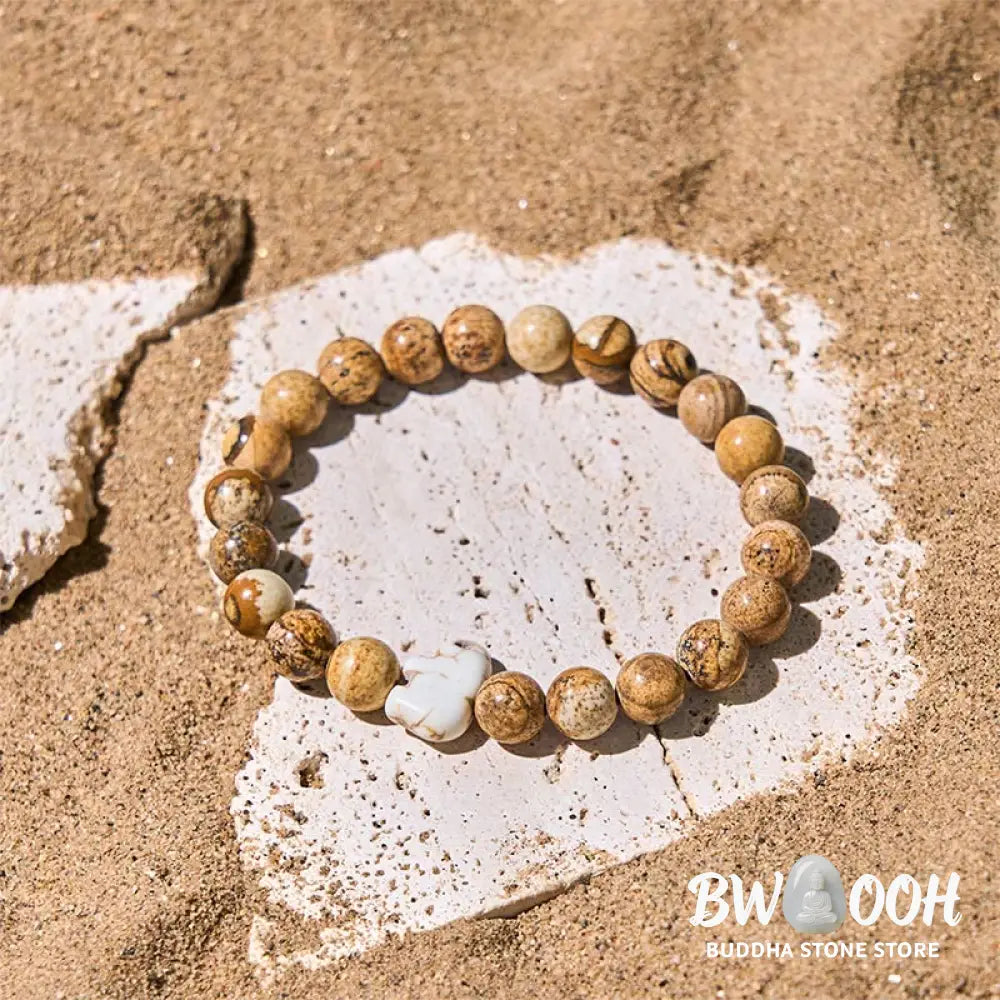 Buddha Stones Natural Various Stones Elephant Spiritual Strength Bracelet - Bracelet