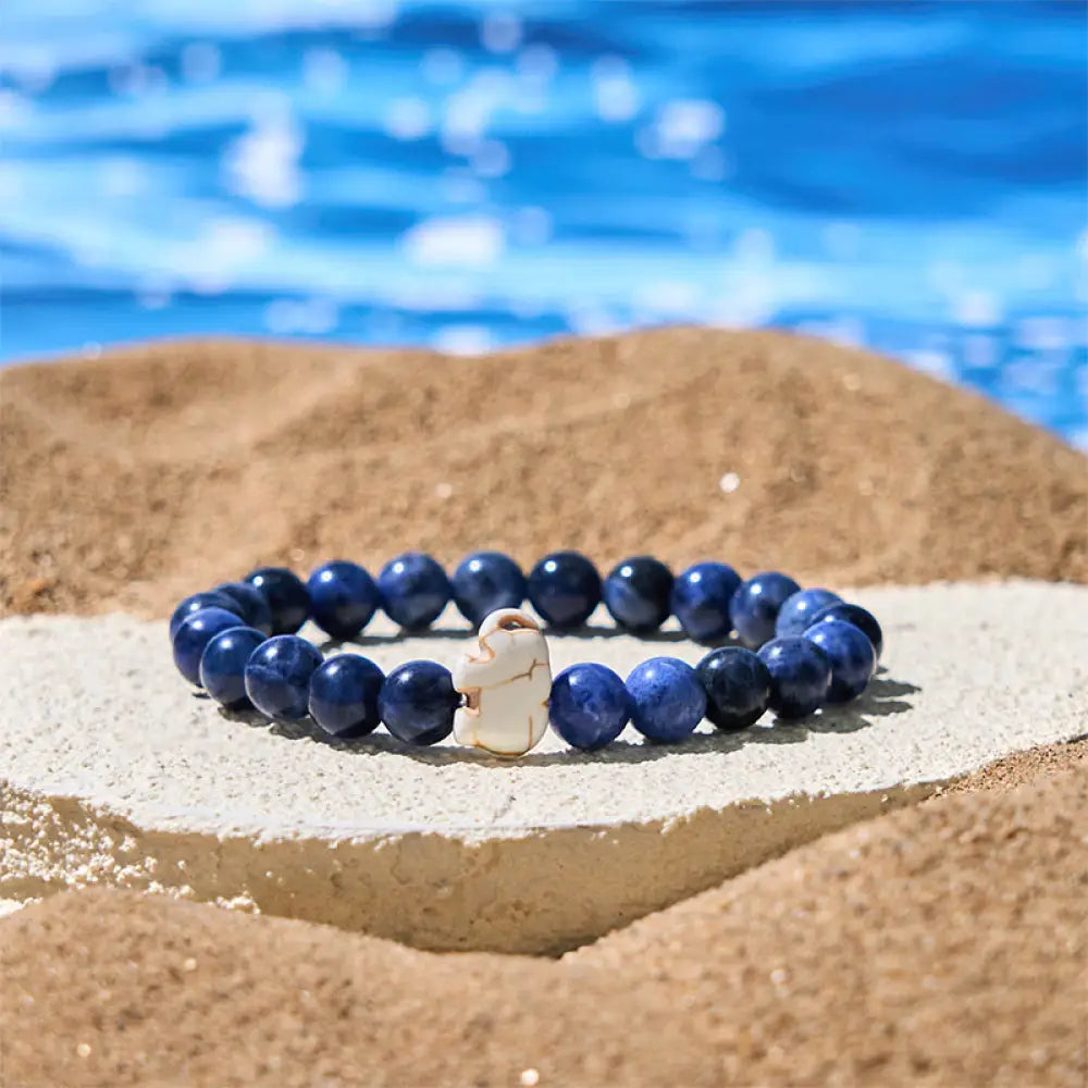 Buddha Stones Natural Various Stones Elephant Spiritual Strength Bracelet - Sodalite(Wrist Circumference: 15-18cm)