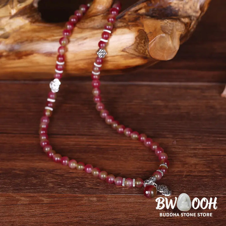 BWOOOH Natural Watermelon Tourmaline PiXiu Elephant Positive Triple Wrap Bracelet | spiritual healing bracelet