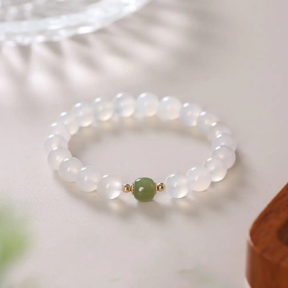 BWOOOH Natural White Agate Jade Luck Bracelet - BWOOOH - White Agate Jade(Wrist Circumference 14-16cm) - Bracelet