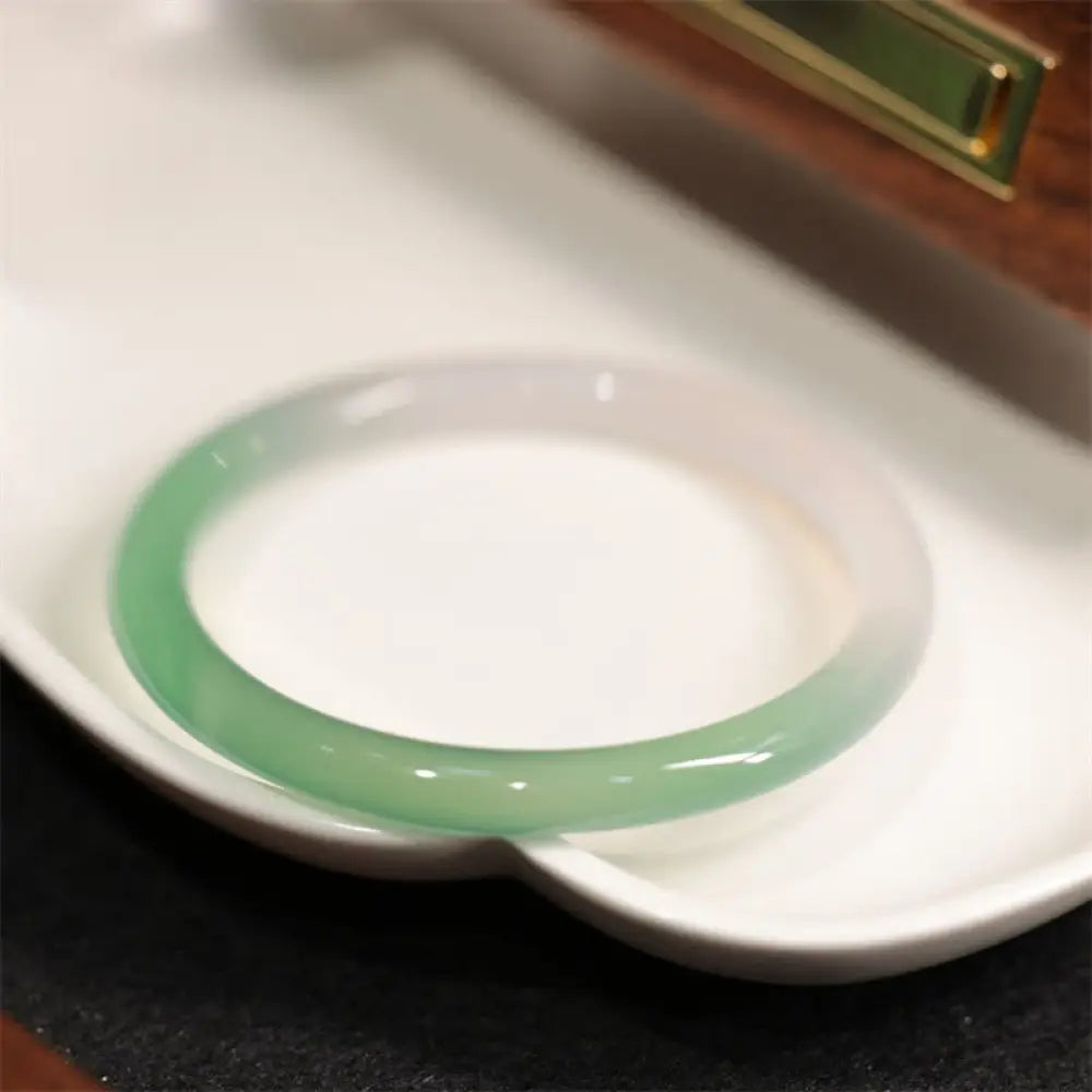 BWOOOH Natural White And Green Chalcedony Agate Positive Cuff Bracelet Bangle - BWOOOH - 53-54mm - Bracelet