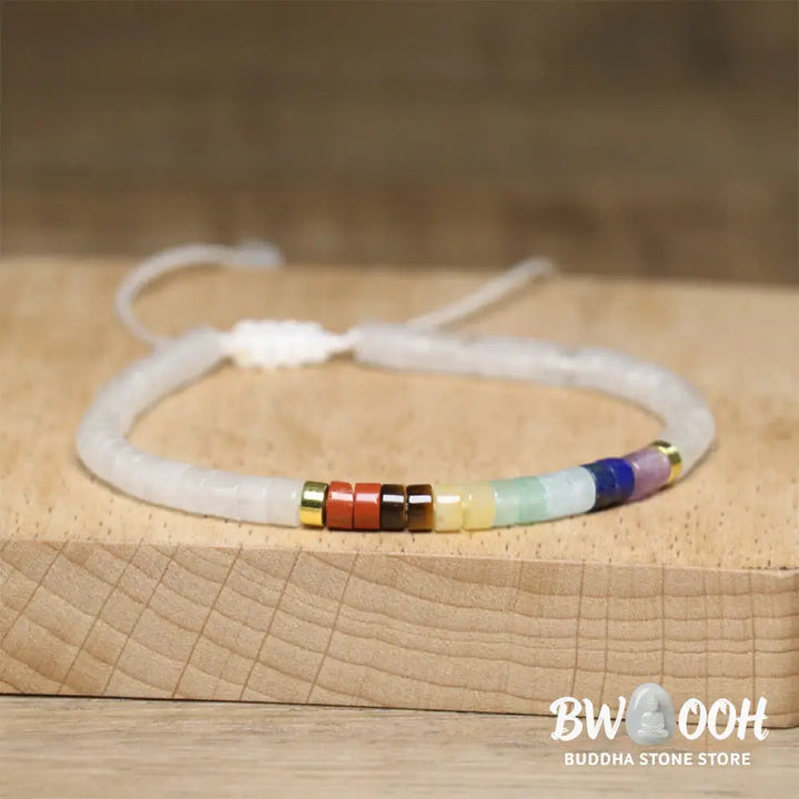 Buddha Stones Natural White Crystal Black Onyx Clarity Spacer Bead Bracelet - BWOOOH - Bracelet