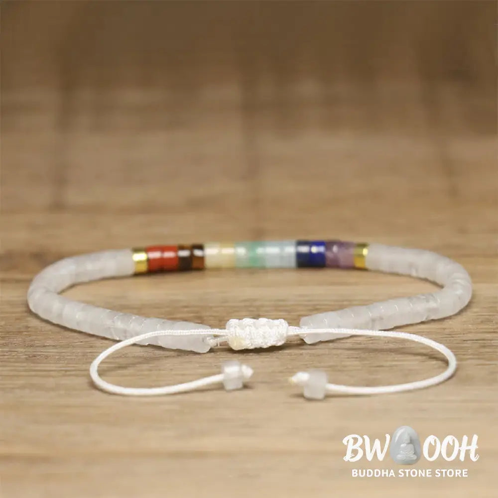 Buddha Stones Natural White Crystal Black Onyx Clarity Spacer Bead Bracelet - BWOOOH - Bracelet