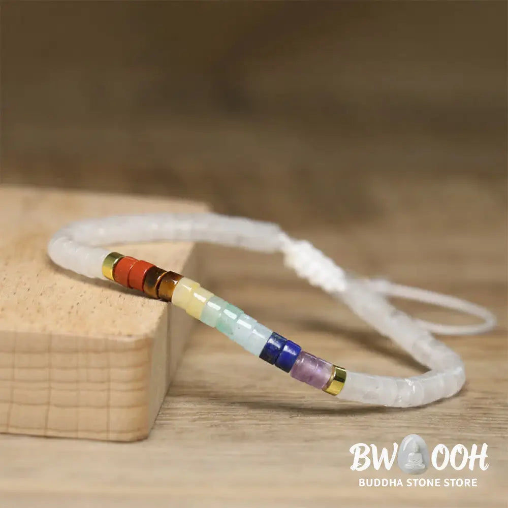 Buddha Stones Natural White Crystal Black Onyx Clarity Spacer Bead Bracelet - BWOOOH - Bracelet