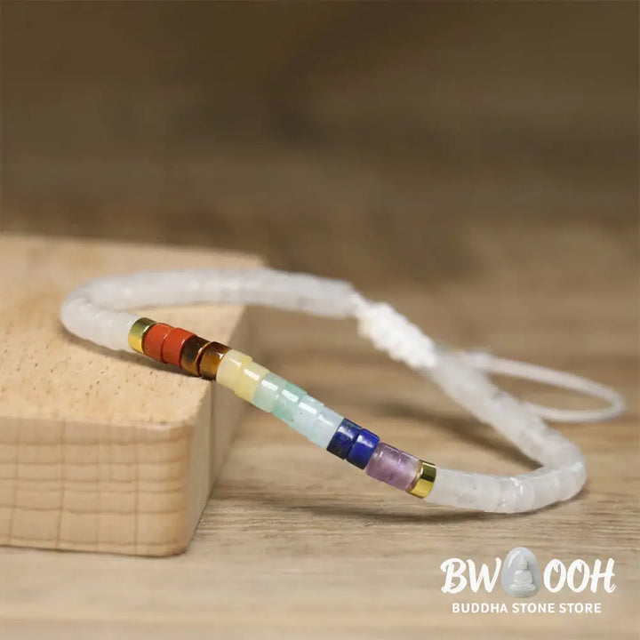 Buddha Stones Natural White Crystal Black Onyx Clarity Spacer Bead Bracelet - BWOOOH - Bracelet
