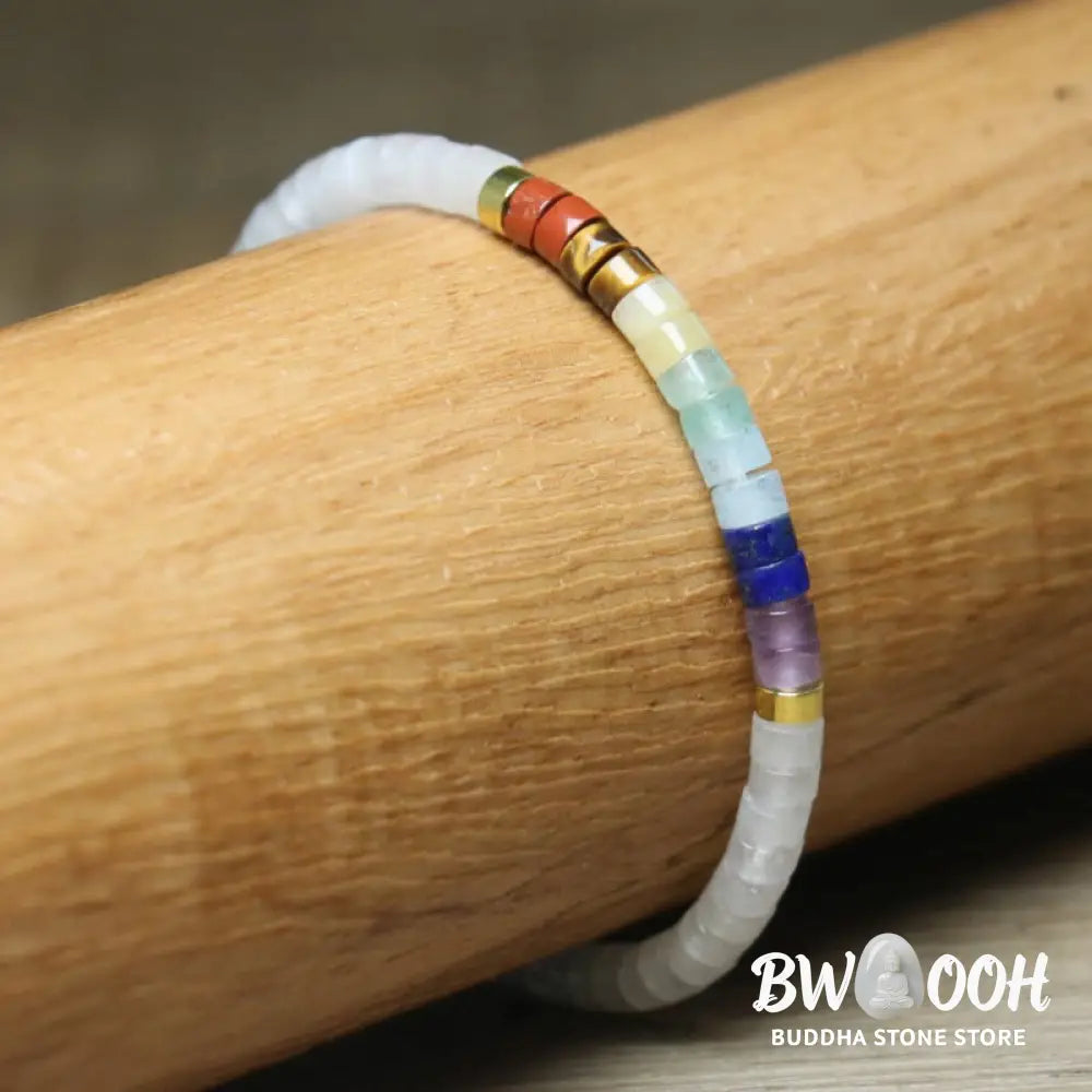 Buddha Stones Natural White Crystal Black Onyx Clarity Spacer Bead Bracelet - BWOOOH - Bracelet