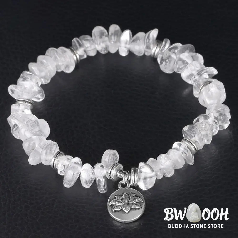 Buddha Stones Natural White Crystal Lotus Healing Bracelet - White Crystal - Bracelet
