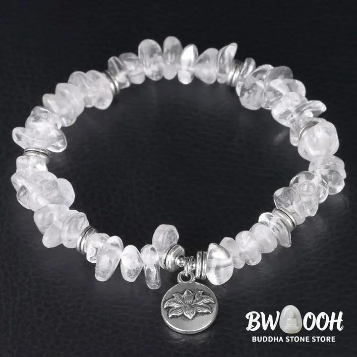 Buddha Stones Natural White Crystal Lotus Healing Bracelet - White Crystal - Bracelet