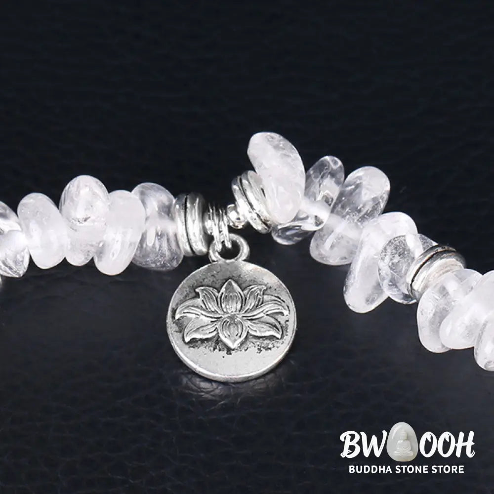 Buddha Stones Natural White Crystal Lotus Healing Bracelet - White Crystal - Bracelet