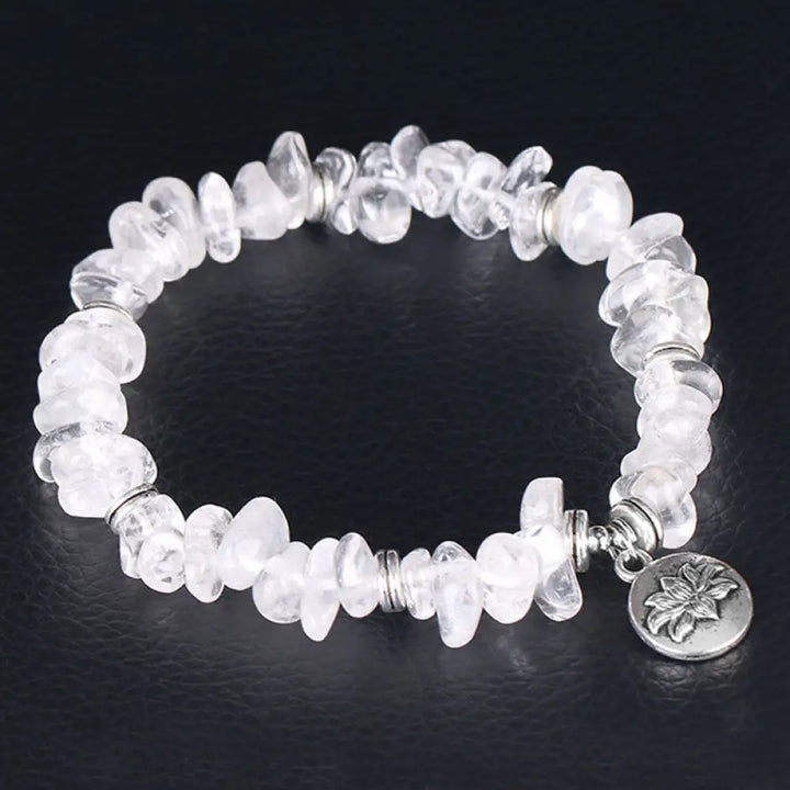 Buddha Stones Natural White Crystal Lotus Healing Bracelet - White Crystal - Bracelet