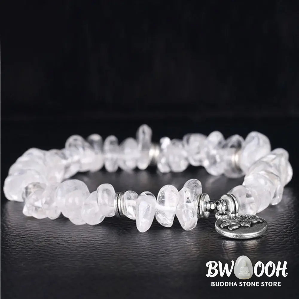 Buddha Stones Natural White Crystal Lotus Healing Bracelet - White Crystal - Bracelet