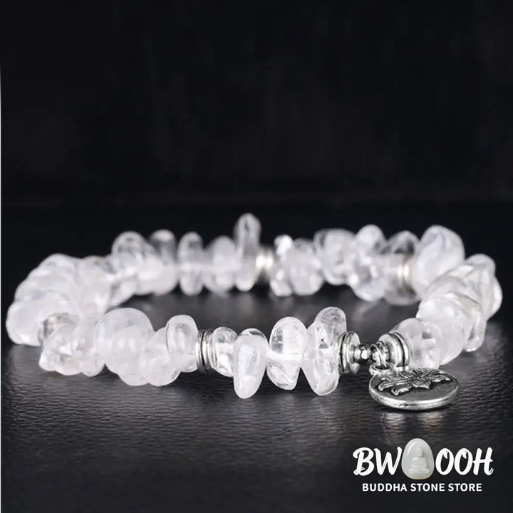 Buddha Stones Natural White Crystal Lotus Healing Bracelet - White Crystal - Bracelet