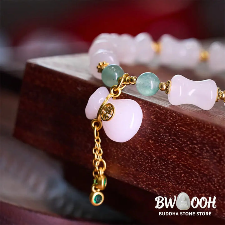 Buddha Stones Natural White Golden Silk Jade Bamboo Pattern Wealth Lucky Bag Fu Character Bracelet - BWOOOH - Bracelet