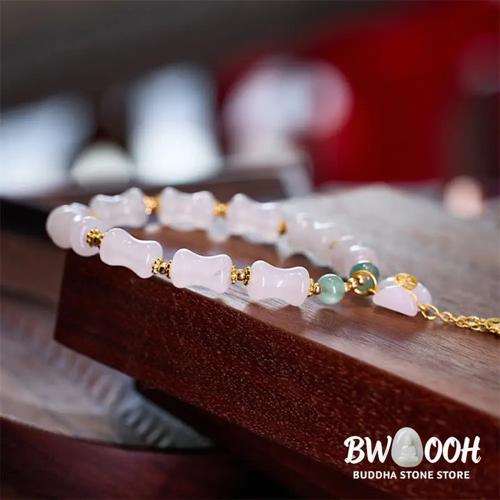 Buddha Stones Natural White Golden Silk Jade Bamboo Pattern Wealth Lucky Bag Fu Character Bracelet - BWOOOH - Bracelet