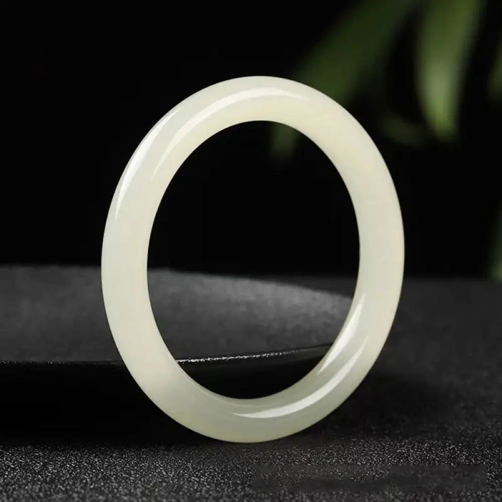 BWOOOH Natural White Green Jade Luck Prosperity Bracelet Bangle - BWOOOH - White Green Jade / 54mm - Bracelet