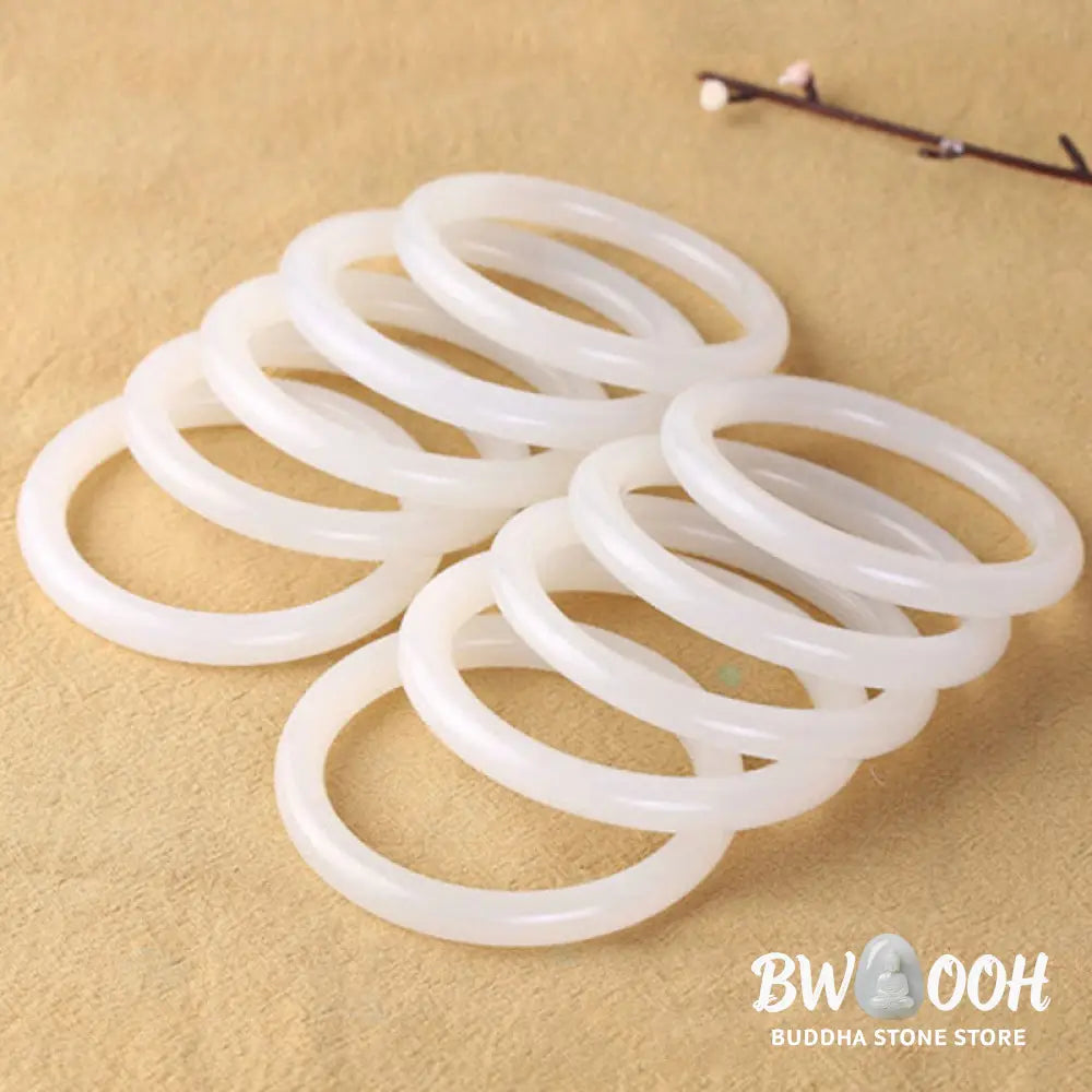 Buddha Stones Natural White Green Jade Luck Prosperity Bracelet Bangle - BWOOOH - Bracelet Bangle