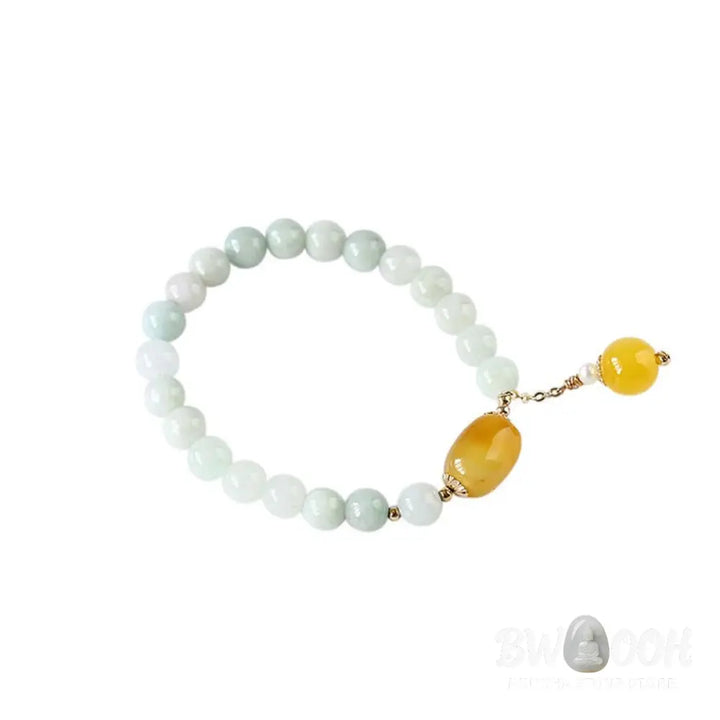 BWOOOH Natural White Jade Agate Protection Bracelet - Yellow Agate(Wrist Circumference: 14-16.5cm) - Bracelet