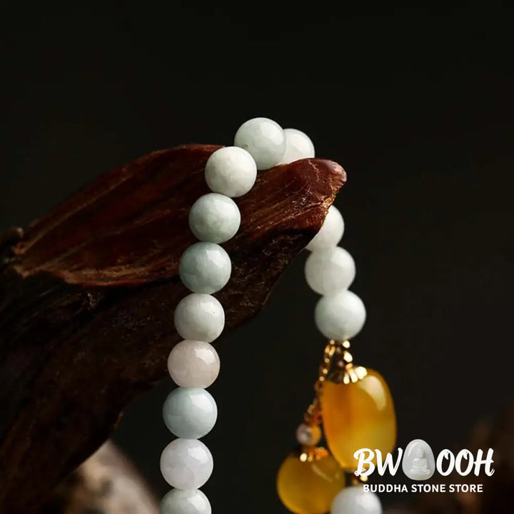 BWOOOH Natural White Jade Agate Protection Bracelet - Yellow Agate(Wrist Circumference: 14-16.5cm) - Bracelet