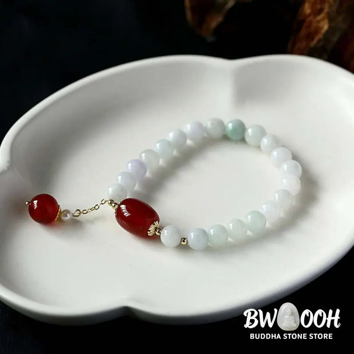 BWOOOH Natural White Jade Agate Protection Bracelet - Yellow Agate(Wrist Circumference: 14-16.5cm) - Bracelet