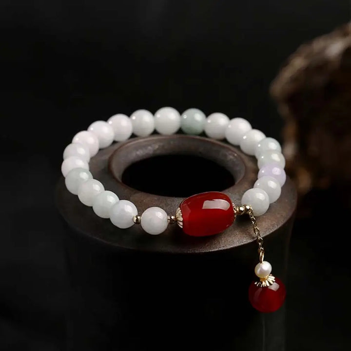 BWOOOH Natural White Jade Agate Protection Bracelet - Yellow Agate(Wrist Circumference: 14-16.5cm) - Bracelet