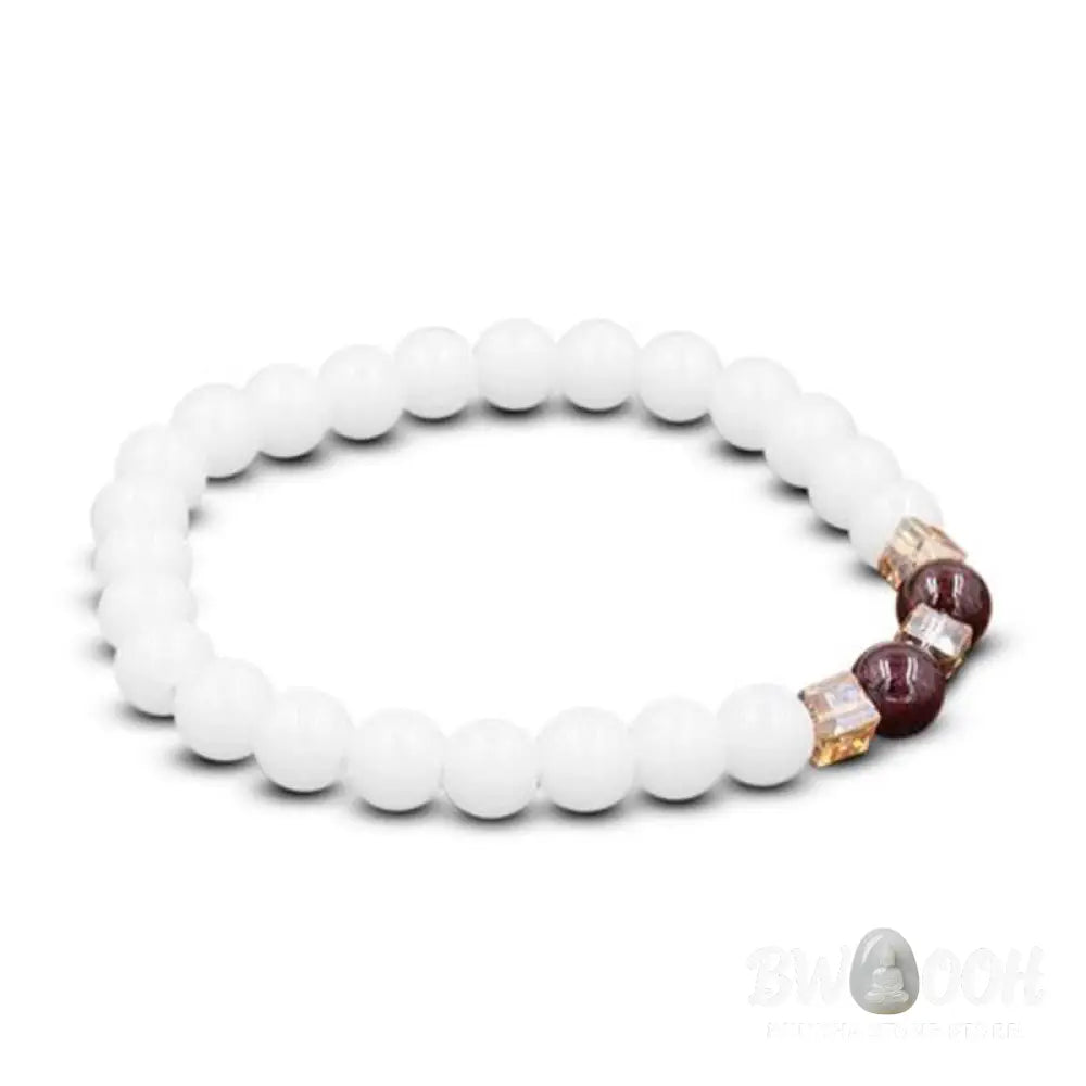Buddha Stones Natural White Jade Protection Bracelet - BWOOOH - 7mm - Bracelet