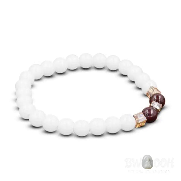 Buddha Stones Natural White Jade Protection Bracelet - BWOOOH - 7mm - Bracelet