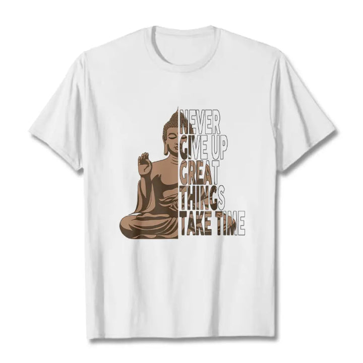 BWOOOH printed yoga pants - NEVER GIVE UP GREAT THINGS TAKE TIME Tee