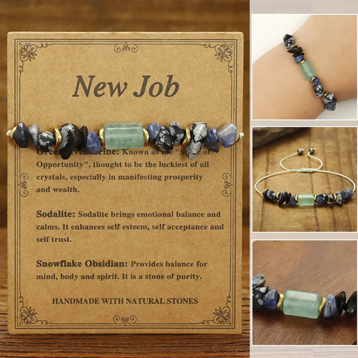 BWOOOH New Job Green Aventurine Sodalite Snowflake Obsidian Energy Bracelet — Green Aventurine black obsidian bracelet for...
