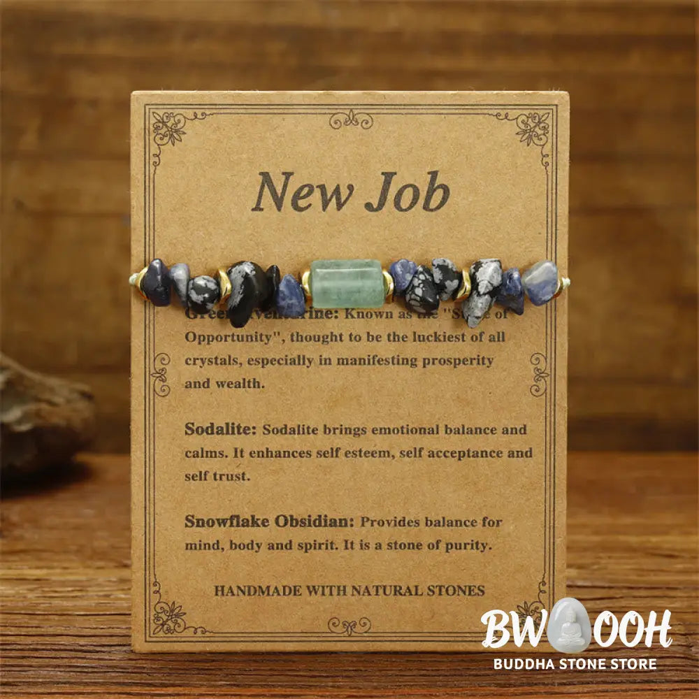 Buddha Stones New Job Green Aventurine Sodalite Snowflake Obsidian Energy Bracelet - BWOOOH - New Job(Wrist