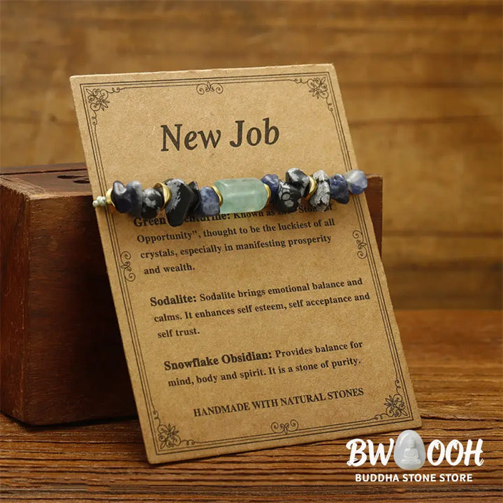 Buddha Stones New Job Green Aventurine Sodalite Snowflake Obsidian Energy Bracelet - BWOOOH - New Job(Wrist