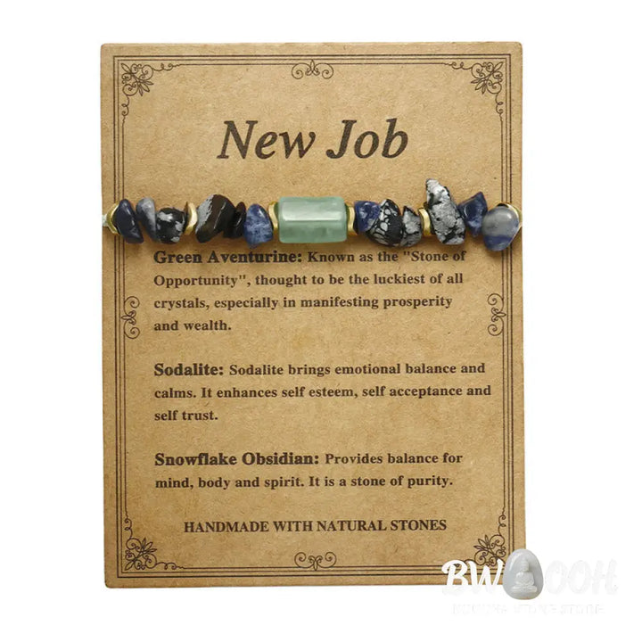 Buddha Stones New Job Green Aventurine Sodalite Snowflake Obsidian Energy Bracelet - BWOOOH - New Job(Wrist